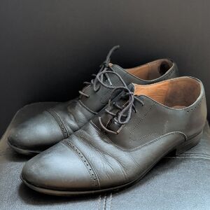 Warfield & Grand Men's Size 8 Black Leather Lace Up Dress Loafers Shoes